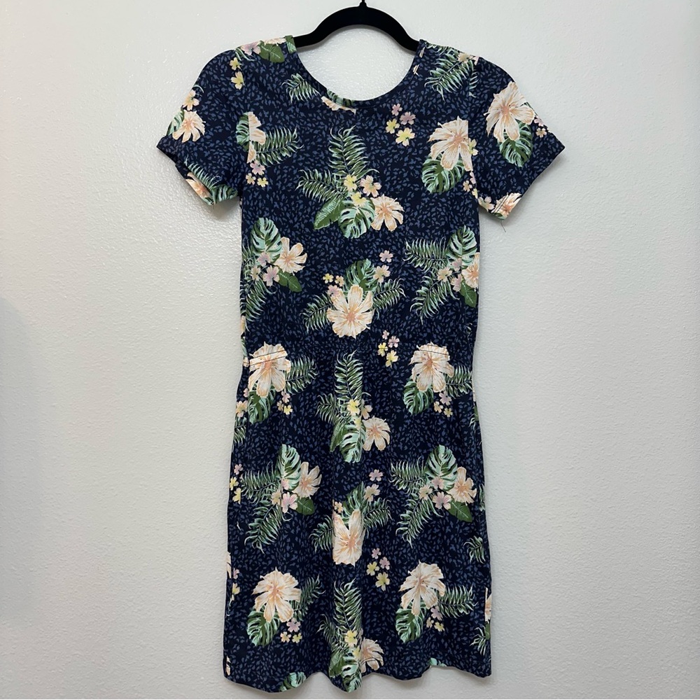Roxy Girls Floral‎ Print Short Dress Navy Blue Size L
